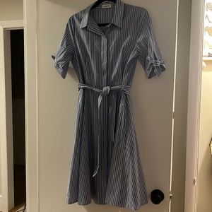 Calvin Klein Blue & White Pinstripe Dress